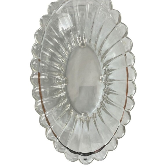 Heisey Crystolite (#1503) 13” Oval Footed Center Bowl Pair Rosette Candleholders - Picture 4 of 8